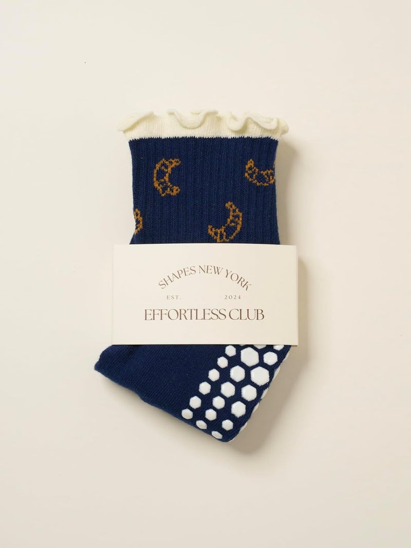 Shapes Studio Crew Half Calf Grip Socks, Cutest Fruits Pilates Socks, Ruffle socks, Non-Slip, Barre Yoga Fitness - Image 2